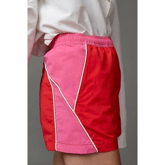 Urban Outfitters BDG Shorts Womens Large Red Pink Jess Nylon Track Retro Y2K NEW - Picture 4 of 14